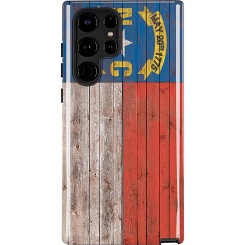 North Carolina Flag Dark Wood Galaxy S25 Ultra Impact Case